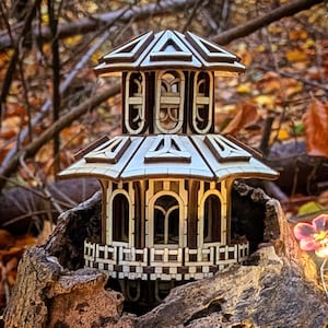 Faelight House - Laser Cut File, SVG Garden Project with Optional Stake for Flower Pot