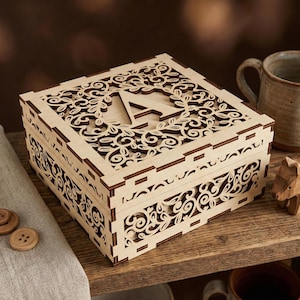 Monogram Custom Box Laser Cut File, SVG Personalized Gift Box (Digital Template)