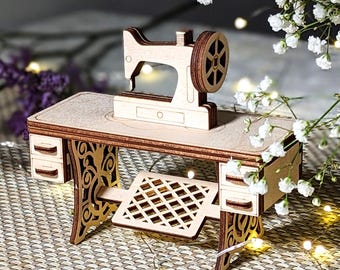 Vintage Sewing Machine Miniature: Laser Cut SVG File (Digital Download)