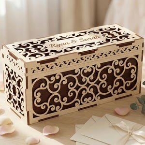 Wedding Wish Box Laser Cut File, SVG Personalized Card Box CNC Template (Digital Download)