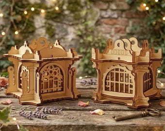 House Ornaments Laser Cut File, SVG Wooden Miniature Building Template Set (Digital Download)
