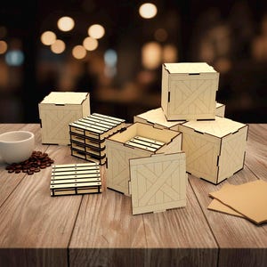 Mini Pallet Coaster Laser Cut File, Crate Box DIY Rustic Table Decor (Digital Download)