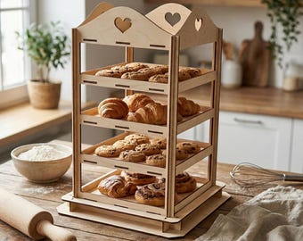 Tiered Bakery Display Stand Laser Cut File, SVG Wooden Pastry Rack (Digital Pattern)