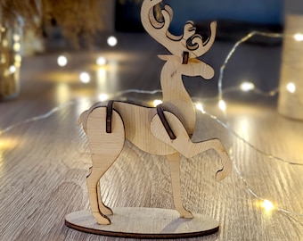 Reindeer Laser Cut File, SVG Wooden Christmas Decor (Digital Download)