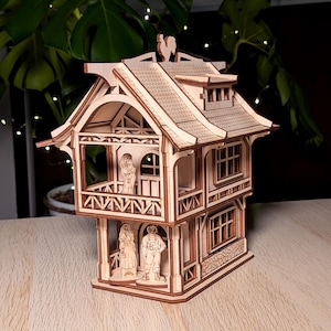 Mittelalterliches Stadthaus Laser Cut Datei - SVG Sperrholz Vorlage für DIY Miniatur Projekt