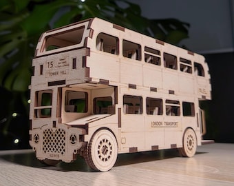 Autobús de dos pisos de Londres - Archivos SVG para corte láser, rompecabezas 3D, plano digital vectorial