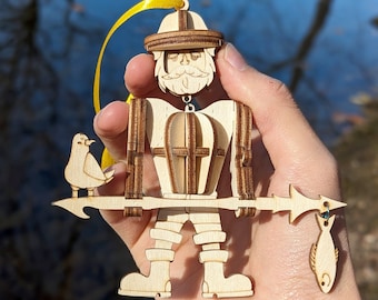 Fisherman Ornament Laser Cut File: SVG Template for Cutting Machines