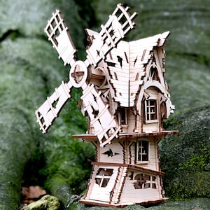 Abandoned Windmill - Halloween Laser Cut File, SVG plan with Assembly Instruction