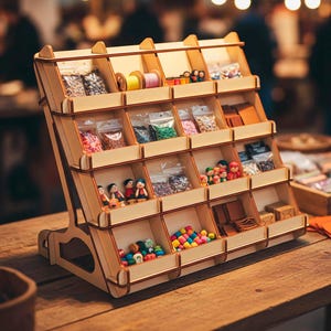 Counter Stand - SVG Laser Cut File, Wooden Display Organizer CNC Template (Digital Download)