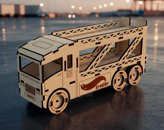Truck Transporter Laser Cut File, SVG Wooden Car DIY Vehicle Template (Digital Download)