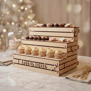 Laser Cut Tiered Sweet Stand File, Wooden Dessert Display (Digital Download)