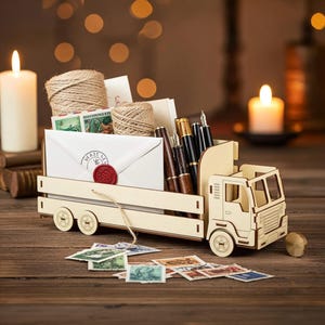 Stojak na ciężarówkę – pudełko do przechowywania wycinane laserowo, plik cyfrowy SVG (wzór wektorowy)