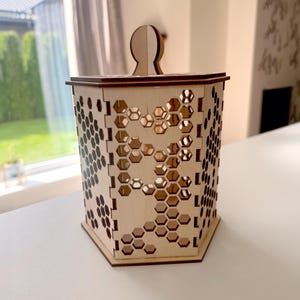 Honey Box - Laser Cut File, SVG Wooden Storage with Opening Lid (Digital Pattern)