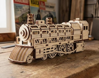 Train Locomotive - Laser Cut File, SVG of Vintage Engine Vehicle Plywood Model