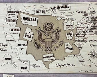 USA Map Laser Cut File - SVG Vector America States Puzzle Plan (Digital Pattern)