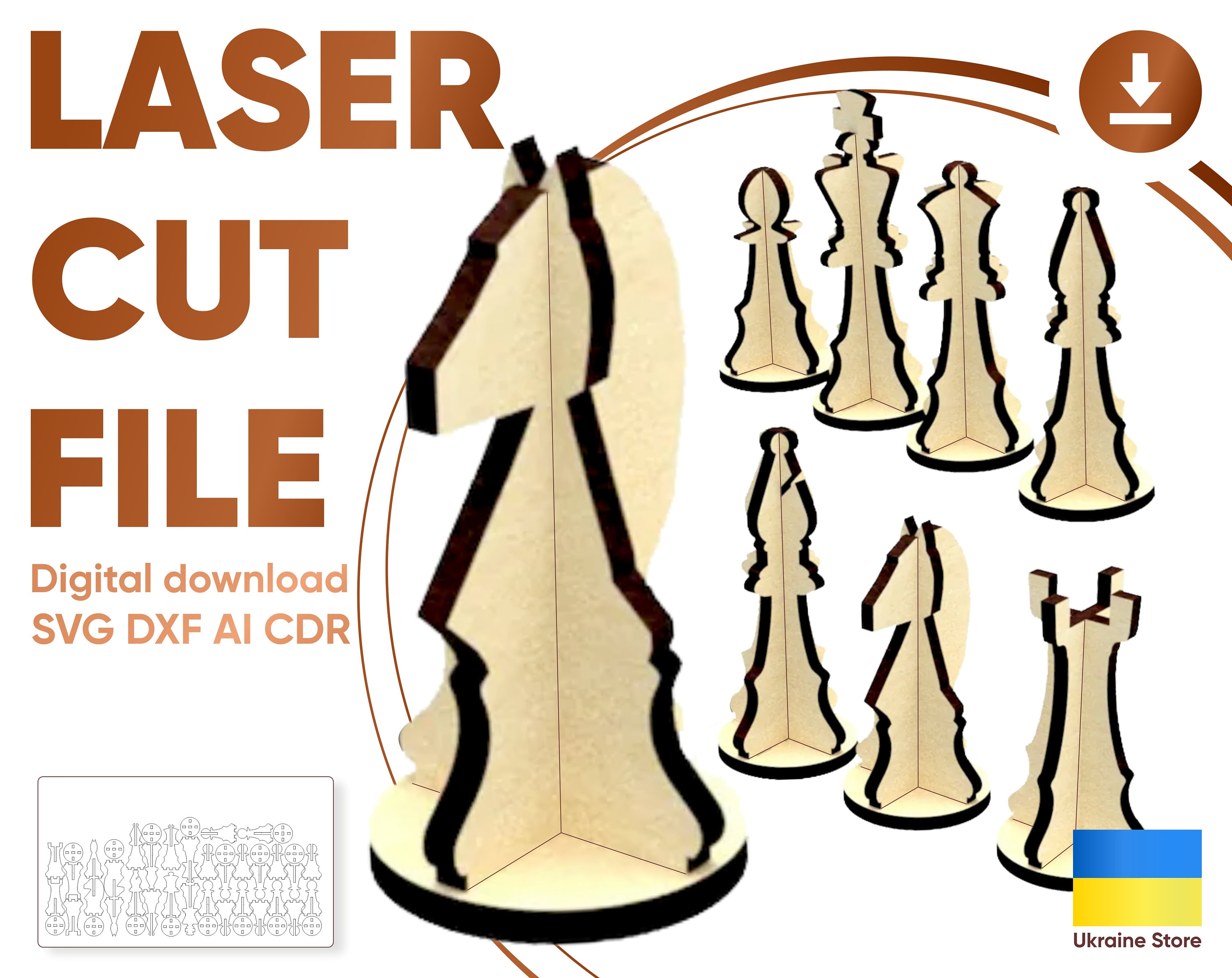 Chess Pieces King Queen Knight Bishop Castle Rook Pawn Chess SVG Files