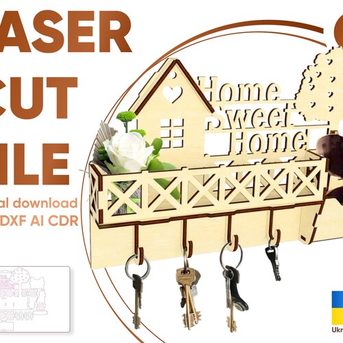 Key Holder Laser Cut Files SVG DXF CDR Vector Plans Cnc Router Etsy