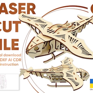 Fantasy Aircraft - Laser Cut File, SVG Steampunk ship plan for Laser Cutting Machines