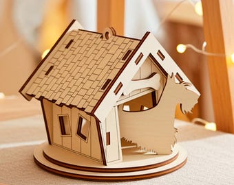 Personalized Pet Ornament - Laser Cut File, SVG Custom Doghouse with Breed Bundle (Digital Download)