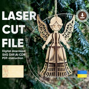 Angel Ornament - Laser Cut File, SVG Easter and Christmas 3d design