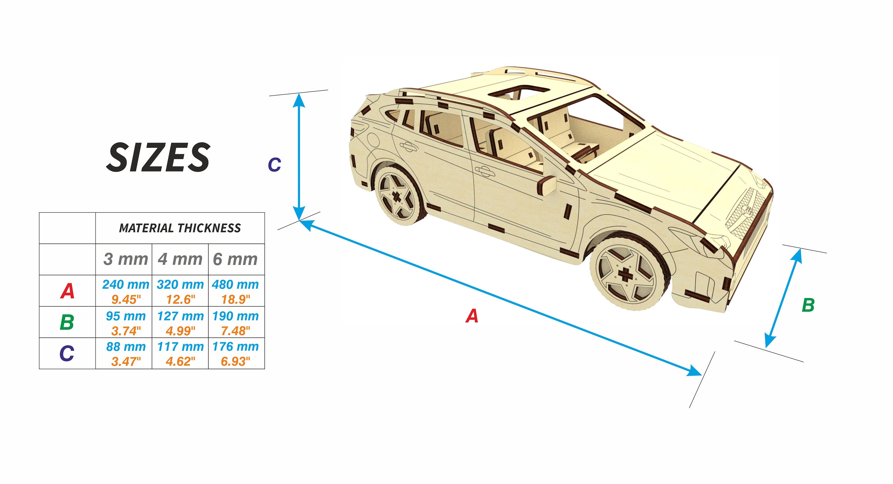 Sport Car Wooden Model - Laser Cut File, Miniature SVG Project - Etsy