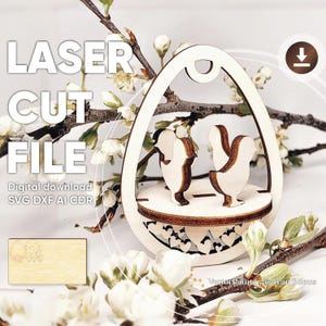 Oeuf de Pâques 3D découpé au laser - Fichiers SVG et Dxf pour machines CNC et laser - Décoration de Pâques en bois - Bricolage pour les fêtes