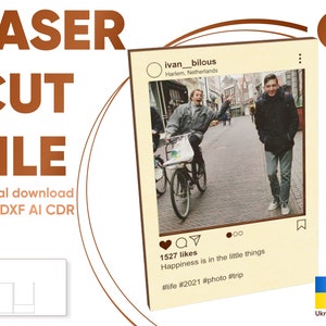Instagram Rahmen für Fotorahmen, Glowforge Template, Insta Bilderrahmen Dxf, Lasercut, Glowforge, Laser geschnitten, Datei, Cnc Plan, Cnc Plan
