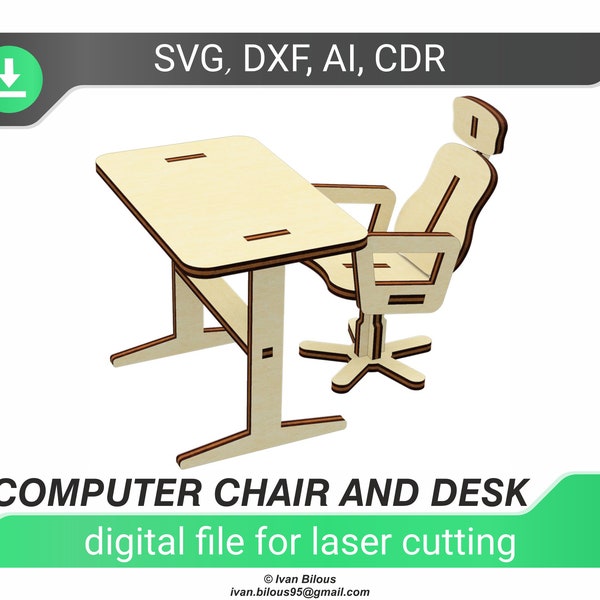 doll house furniture svg digital file glowforge pattern cnc plan pc chair and desk dxf files for laser cut files cnc plan,glowforge file svg