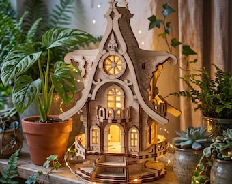 Fairy House Lantern Laser Cut File, 3D Garden Decor SVG