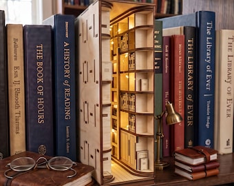Library Room Book Nook Laser Cut File, Infinity Mirror Diorama SVG