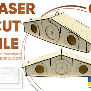 Bird House - laser cut file, Digital plan for laser cutting machines