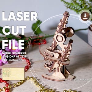 Archivo de corte láser de microscopio: modelo SVG y DXF para proyecto de madera contrachapada para ciencia y educación