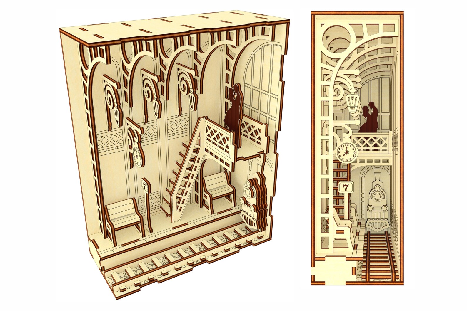 Gare Book nook SVG laser cut file pattern shelf Etsy France