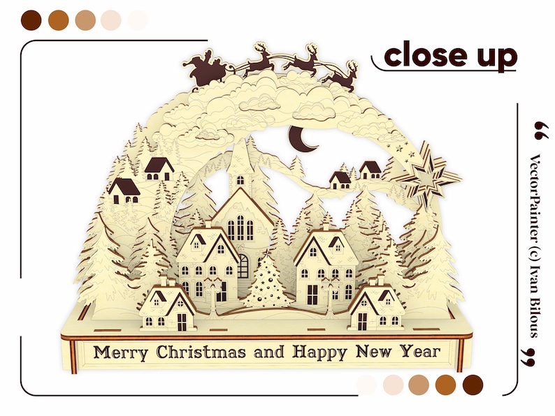 Christmas Arch Laser Cutting File with Assembly instruction in Vector formats image 3