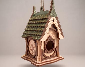 Decorative Birdhouse Laser Cut File, Hanging Cottagecore Garden Decor SVG