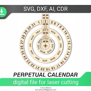 Ewiger Kalender - Laserschnitt Datei, digitales Muster SVG