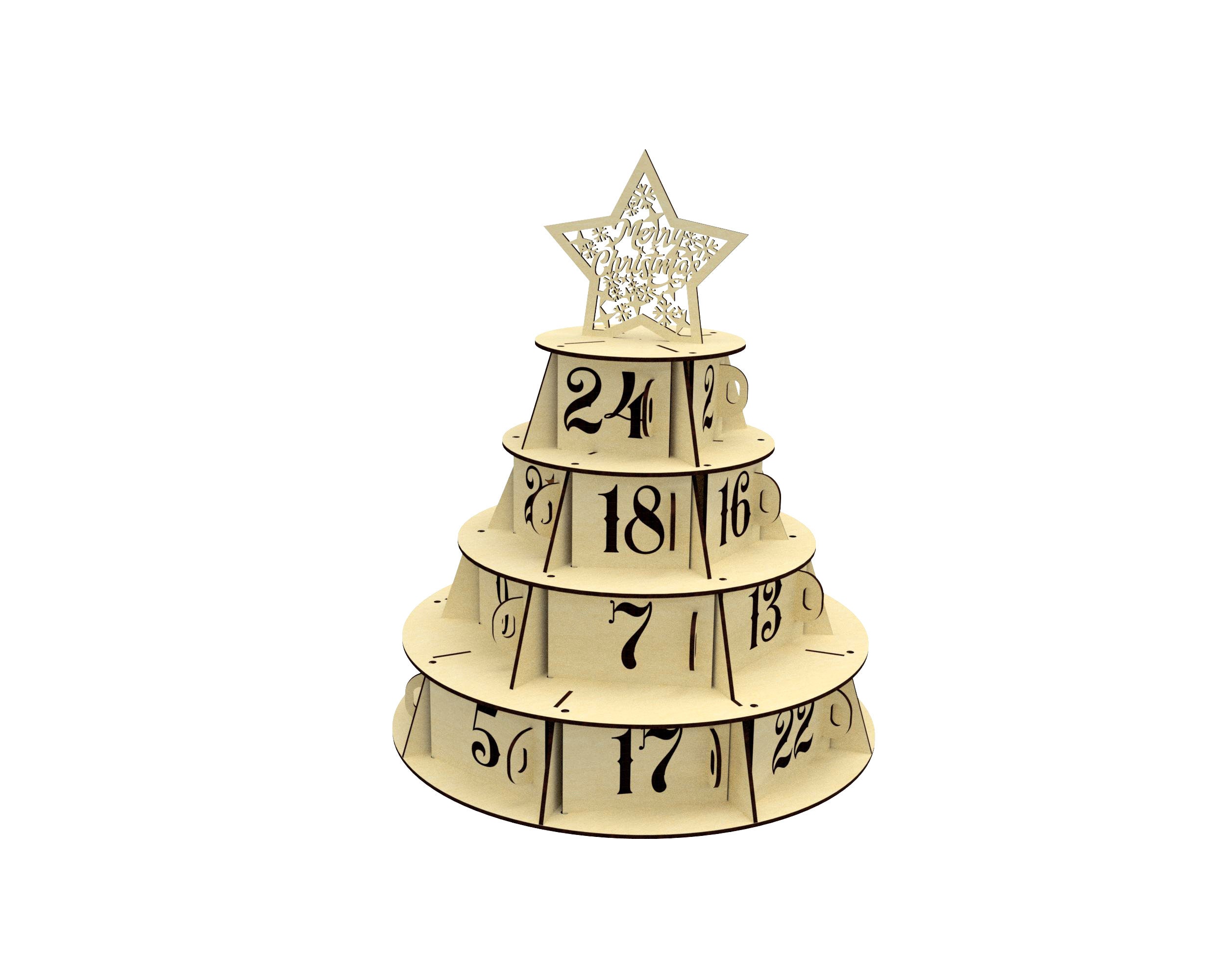 Christmas tree laser cut advent calendar dxf files for laser Etsy