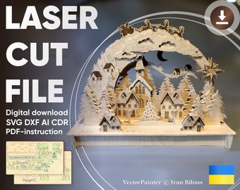 Arche de Noël - Fichier de découpe laser avec instructions de montage au format vectoriel