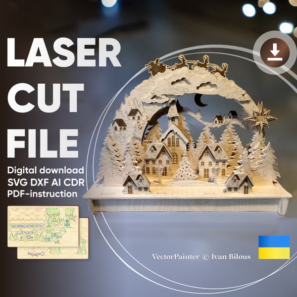 Arche de Noël - Fichier de découpe laser avec instructions de montage au format vectoriel