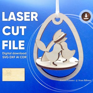 Osterei Hühnerei Laser Cut Datei - SVG und DXF Ornament - 3D Holzdekoration - DIY Frühling Handwerk