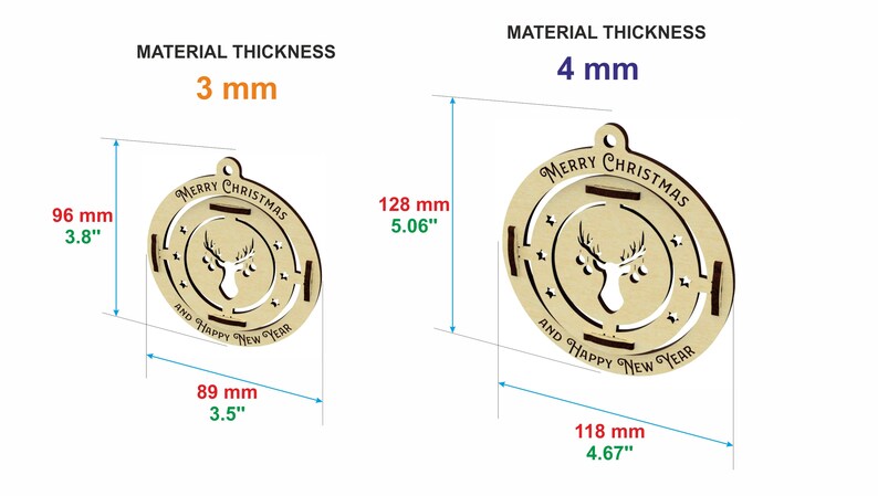 Puede incluir: Adorno navide&ntilde;o de madera con silueta de ciervo y texto "Merry Christmas and Happy New Year". El adorno mide 96 mm de ancho y 128 mm de alto. El grosor del material es de 4 mm. Decoraci&oacute;n festiva.