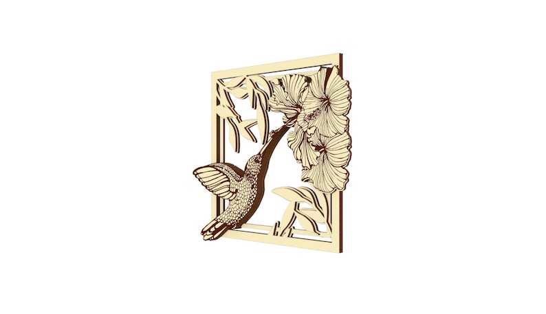 Download Hummingbird laser cut 3d picture glowforge svg hummingbird dxf | Etsy
