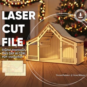 Fienile di Natale - File tagliato al laser, progetto CNC della stalla per il presepe