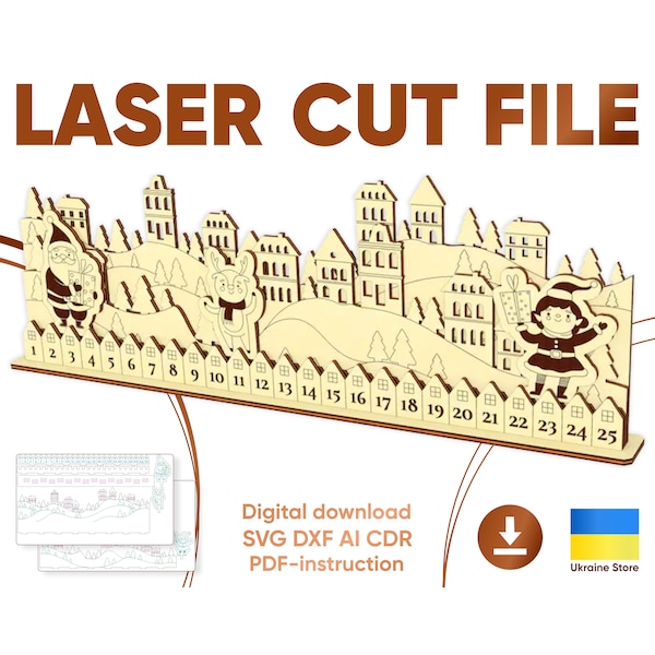 Advent calendar - SVG Laser Cut files, Glowforge plan for Christmas