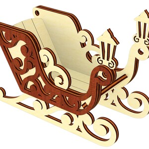 Santa Sleigh Ornaments - Laser Cut File, SVG Christmas Plan - Set of 5 ...