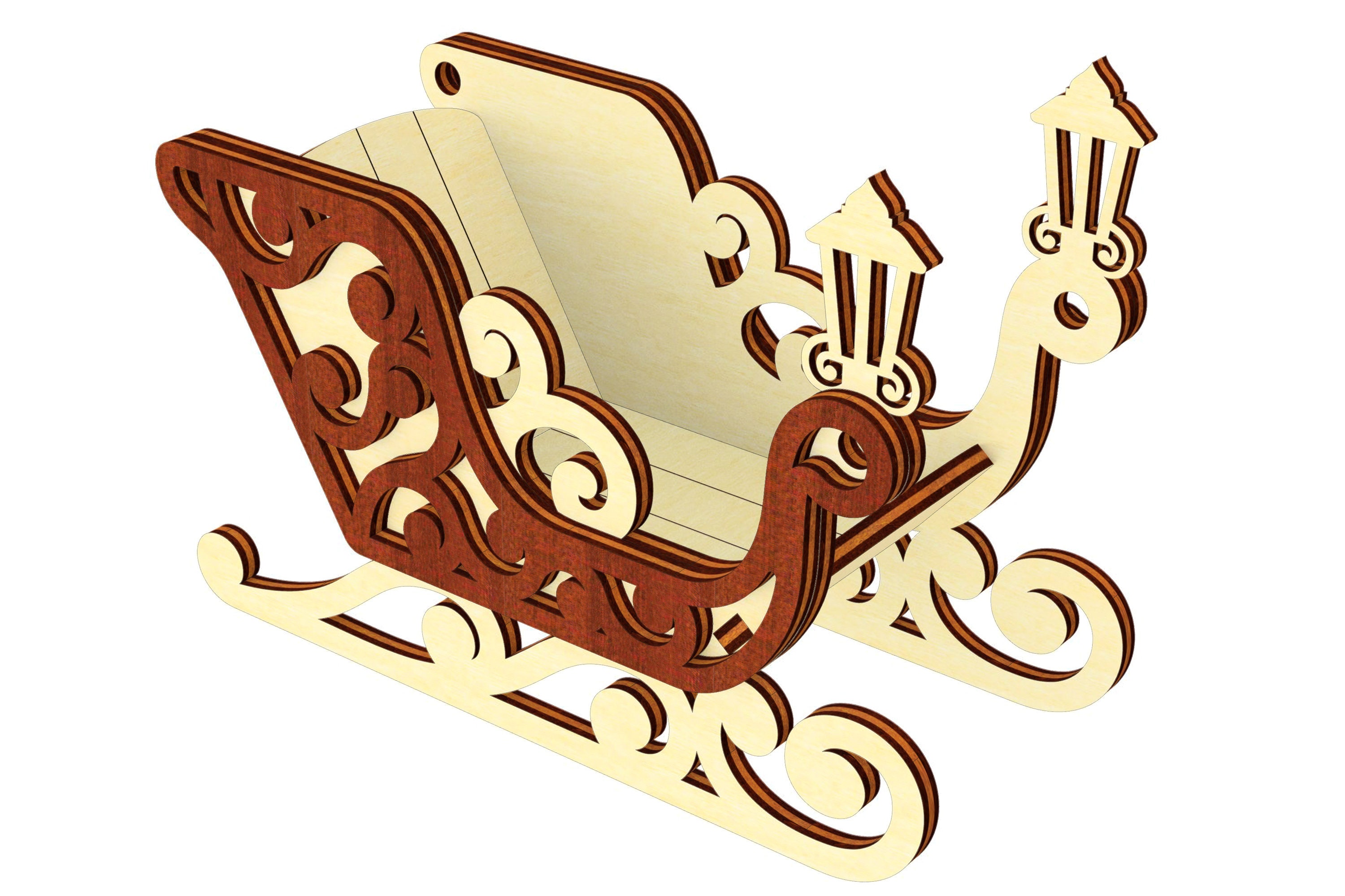 Santa Sleigh Ornaments - Laser Cut File, SVG Christmas Plan - Set of 5 ...
