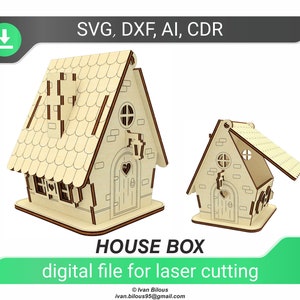 house box svg laser cut files glowforge christmas dxf files for laser pattern glowfogre house dxf cnc plan christmas house plywood , cnc dxf