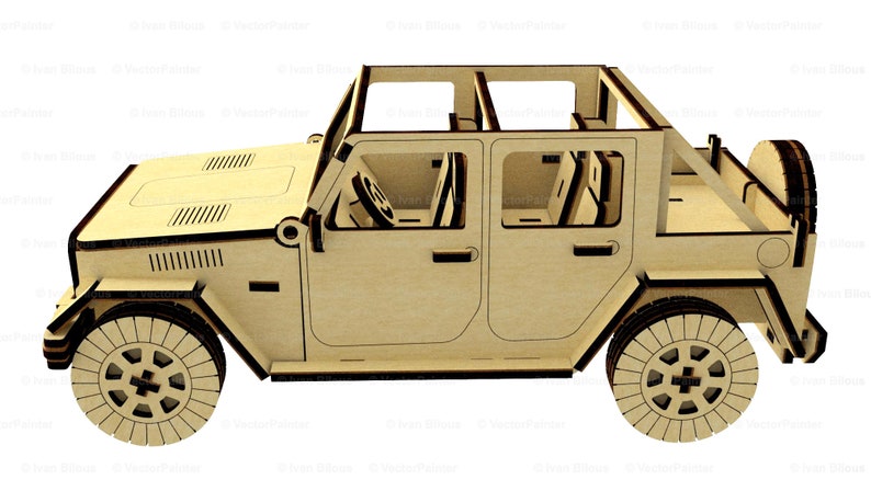 Download Jeep svg glowforge file laser cut car model 3d puzzle dxf | Etsy