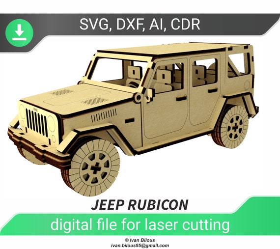 Download Jeep Svg Glowforge File Laser Cut Car Model 3d Puzzle Dxf Etsy