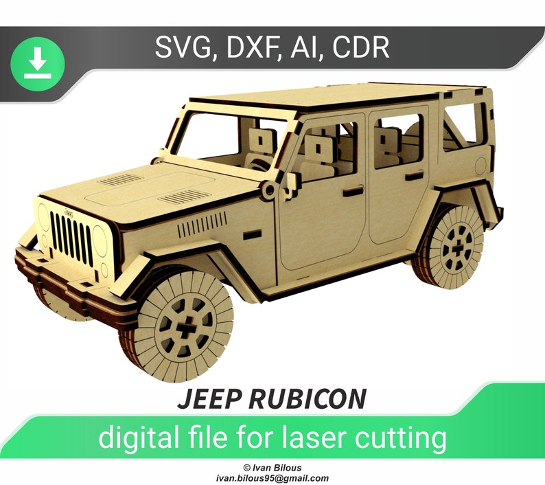 Download Jeep svg glowforge file laser cut car model 3d puzzle dxf ...